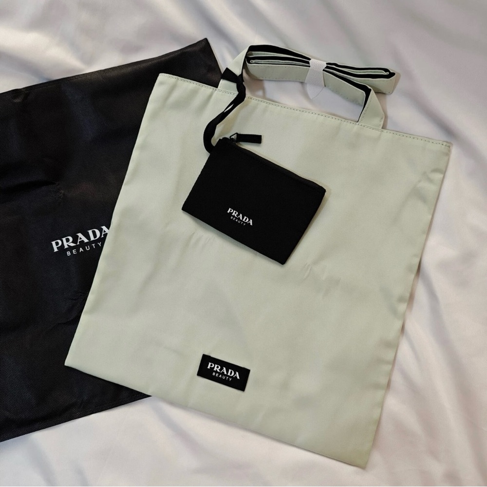Prada Ivory Tote with Ebony Pouch